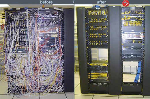 A before and after shot of cabling done right.